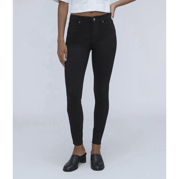 Everlane The Mid Rise Skinny Stretch Black Organic Jeans Women’s Size 28 X 27 - Picture 1 of 4